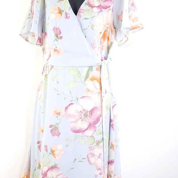 NWT Medium Heidi Wrap Dress by Gilli Floral pastel sheer short sleeve dress - Picture 12 of 12